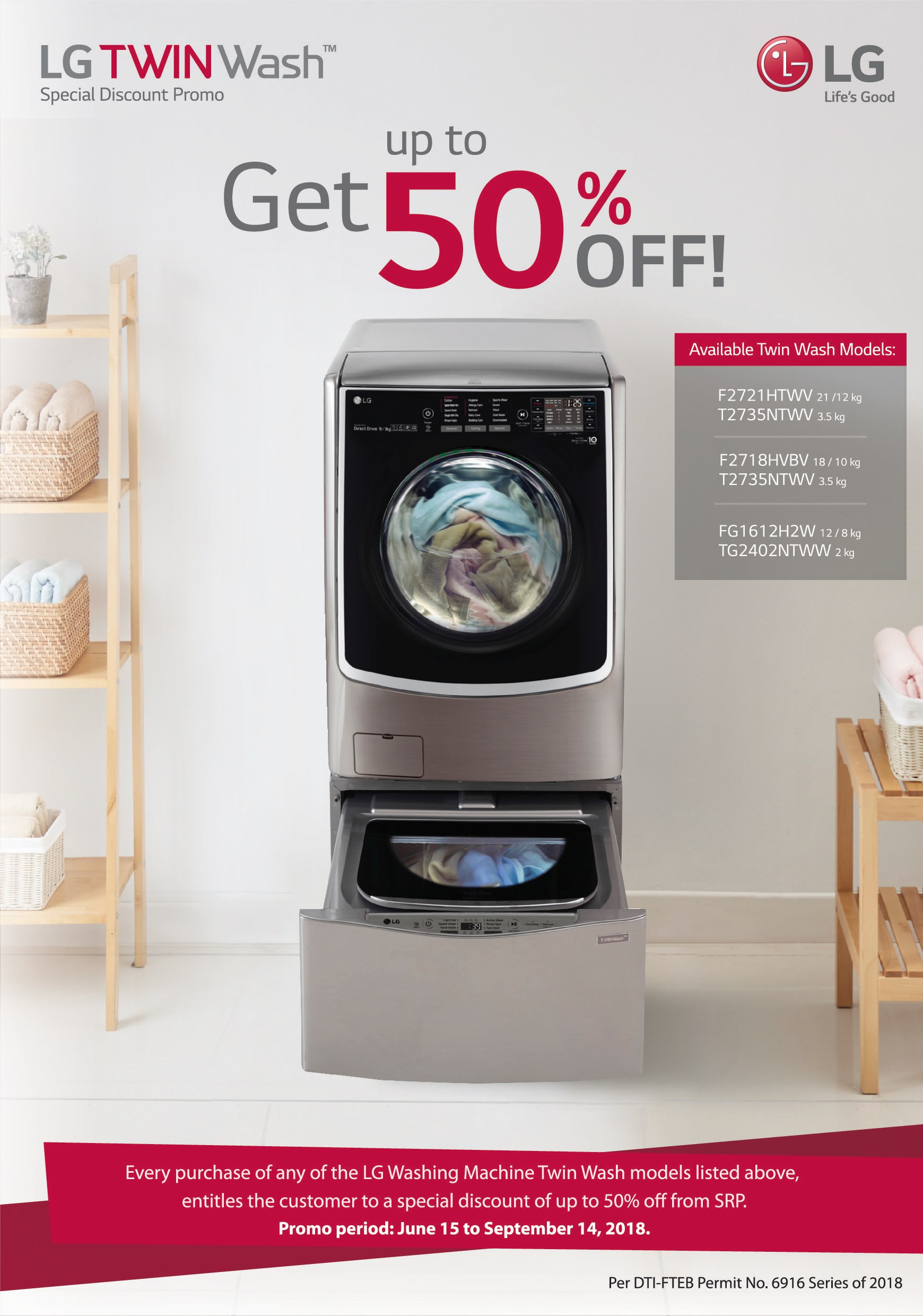 Save time, energy and up to 50 percent when you buy an LG TWINWash washing machine