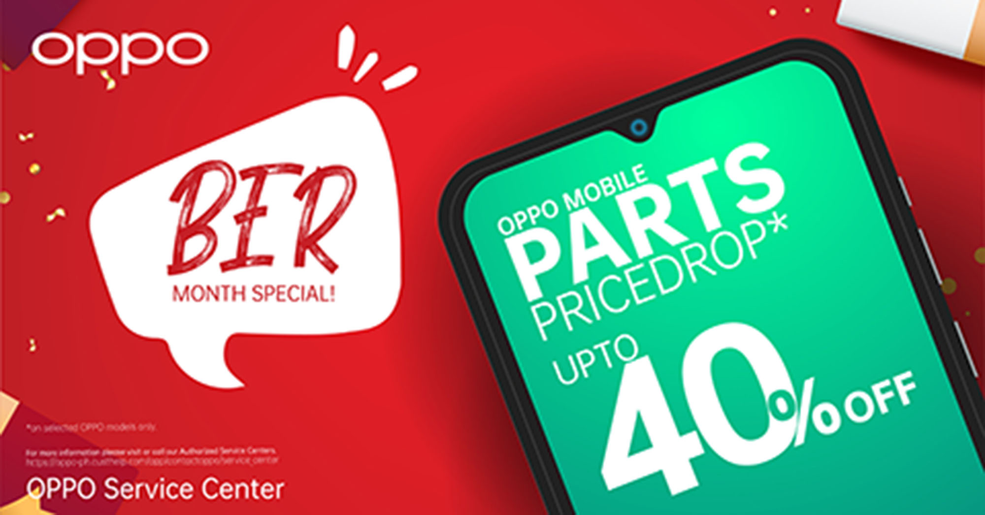 Rack up to 40% off on select service parts in all OPPO Service Centers nationwide