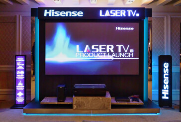 Hisense unveiled its first 100-inch 4K Laser TV display with sound designed by Harman Kardon