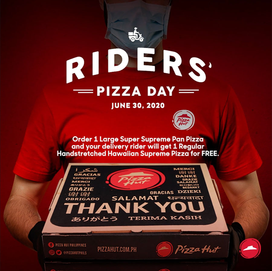 Pizza Hut gives free pizza to delivery riders on June 30 celebrating Rider’s Pizza Day