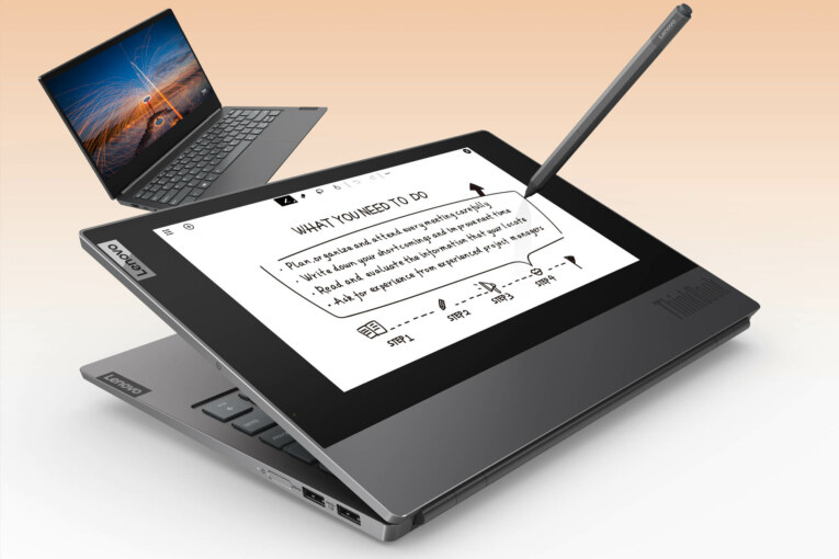 Lenovo ThinkBook Plus features dual-screen display to sketch ideas straight on the cover screen