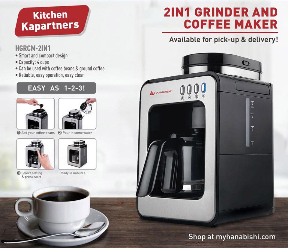 Hanabishi 2in1 Grinder and Coffeemaker now available for only PHP3,750