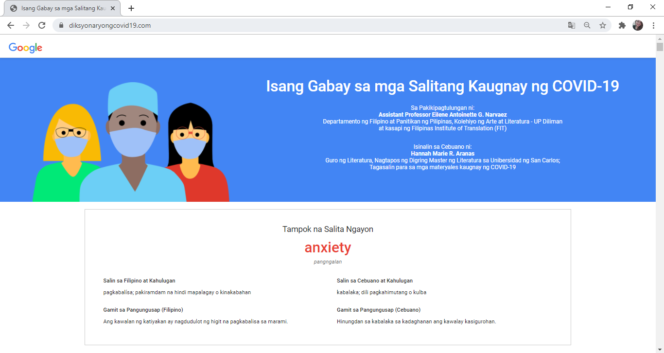 Google Philippines launches a site of COVID-19-related terminologies in Filipino and Cebuano