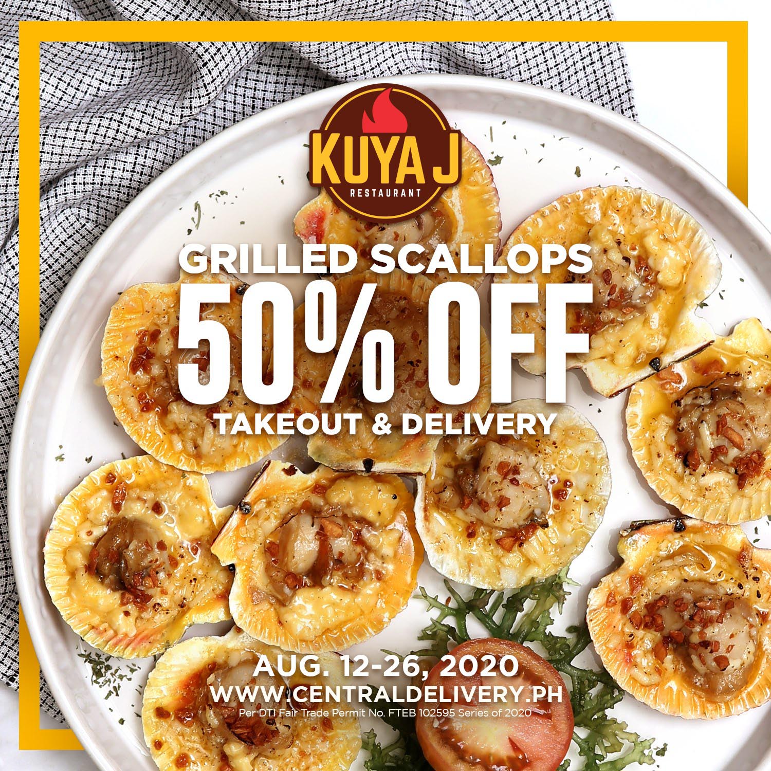 Get 50% off on Kuya J Grilled Scallops