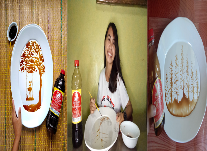 Quarantine creativity: 19-year-old Cebu student uses soy sauce to make art