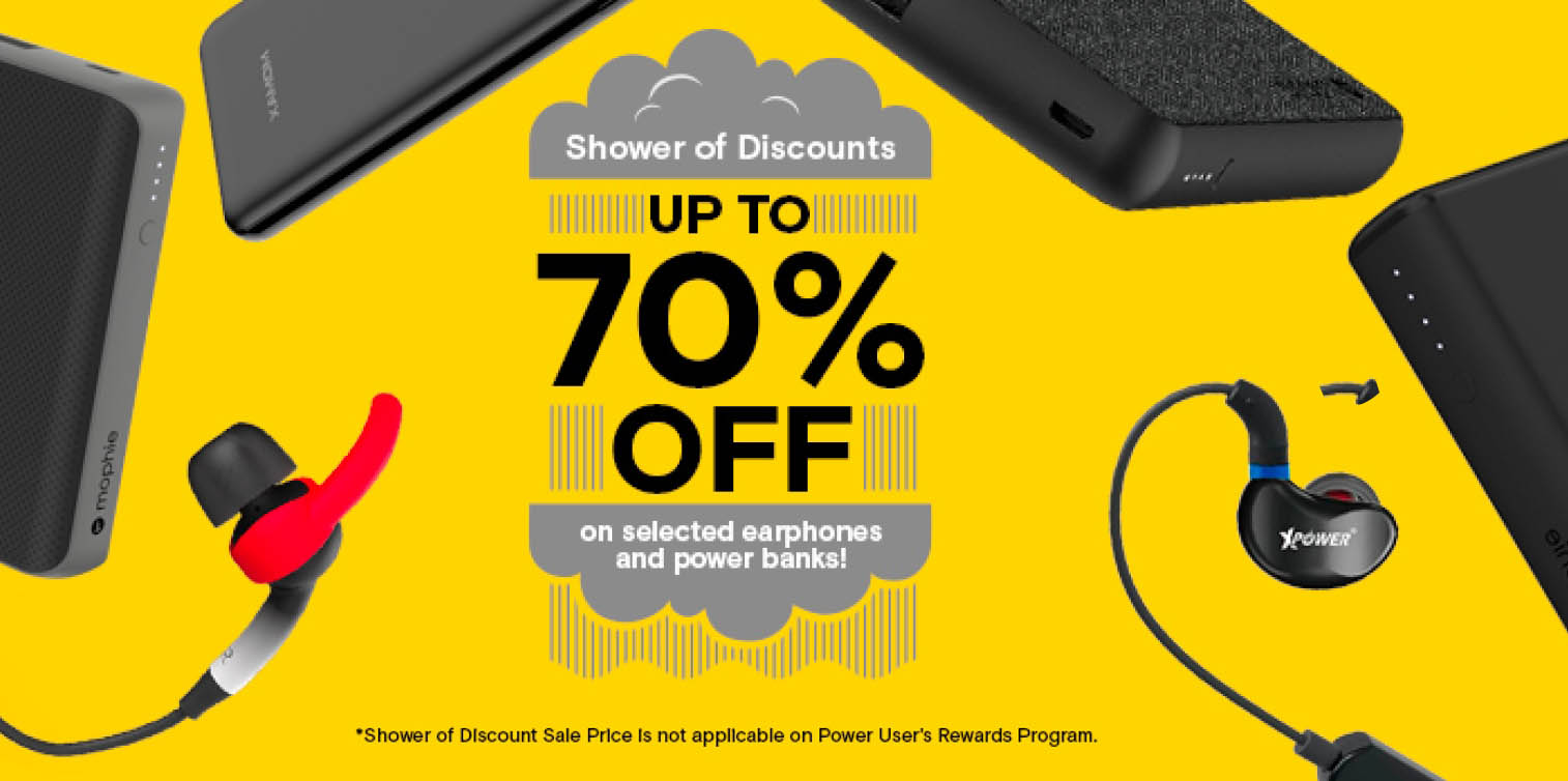 Get up to 70% off on selected earphones and power banks at Home Office’s Shower of Discounts