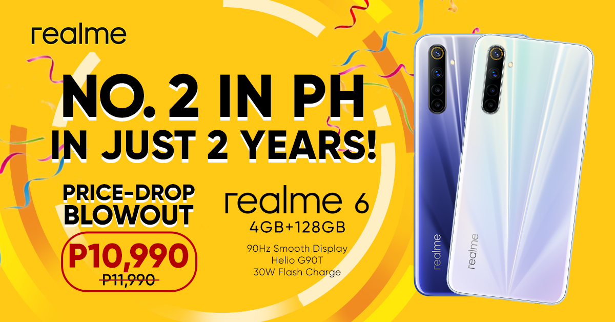 realme is top 2 smartphone brand in PH, celebrates with a price drop on midrange beast realme 6