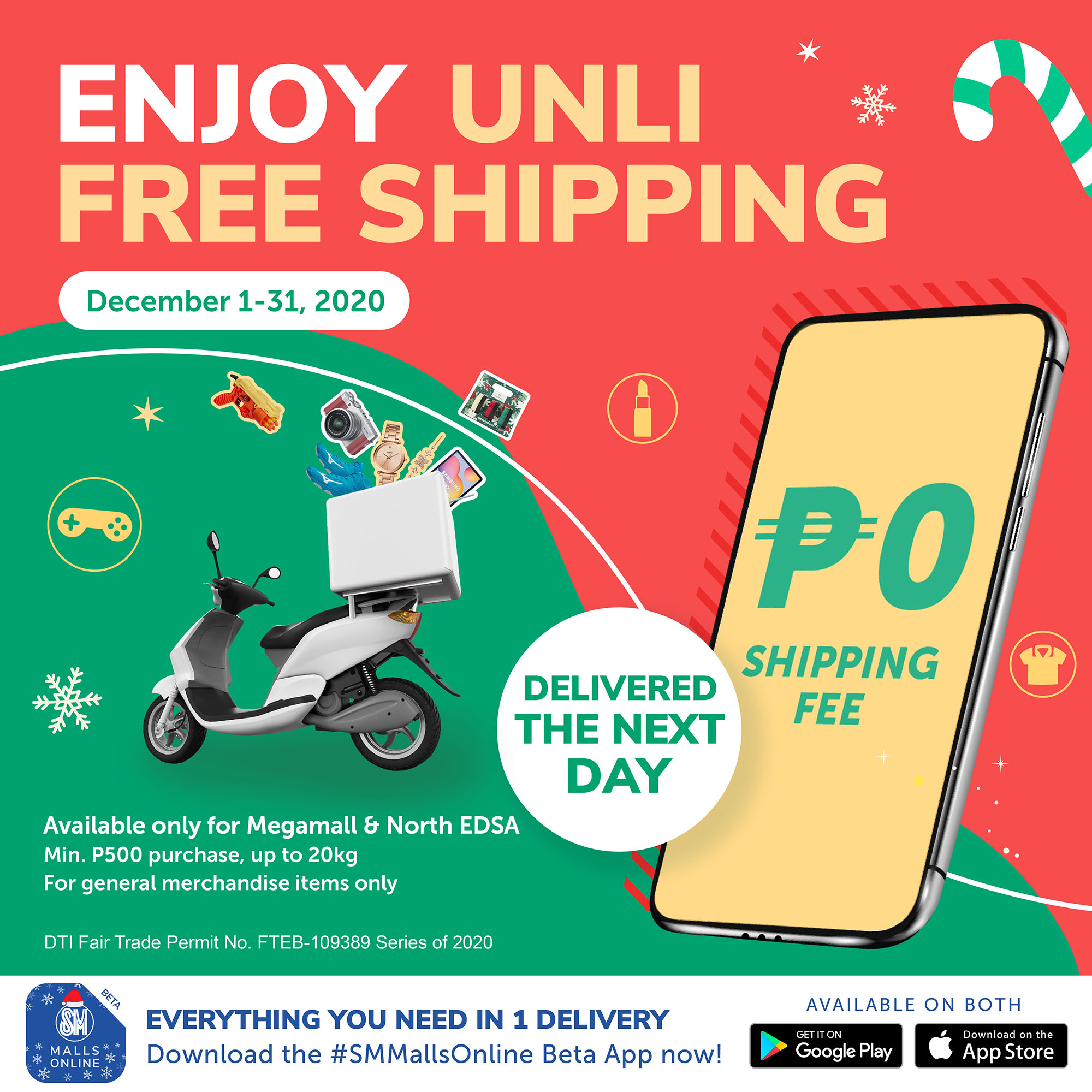 Shop via SM Malls Online mobile app and get free shipping this December!