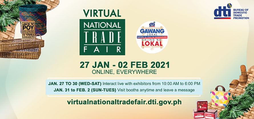 DTI to host its first-ever Virtual National Trade Fair on January 27 to February 02, 2021