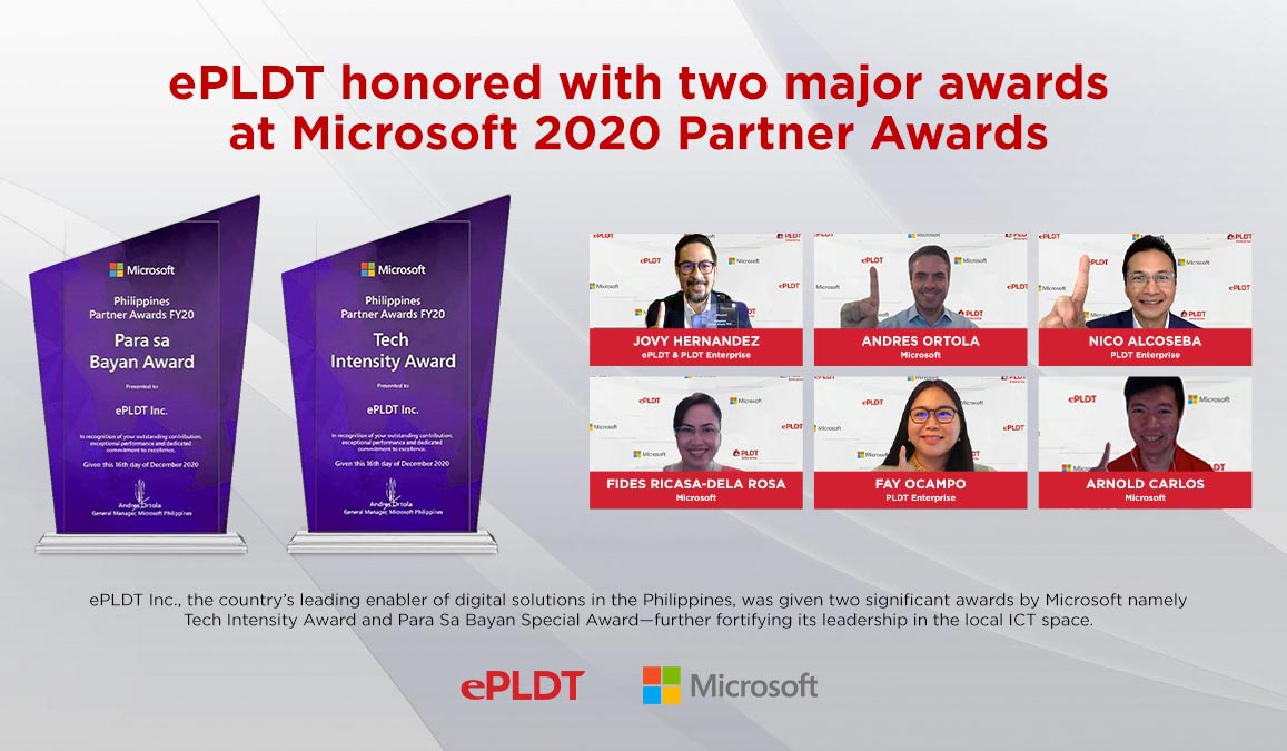 ePLDT honored with two major awards at Microsoft 2020 Partner Awards