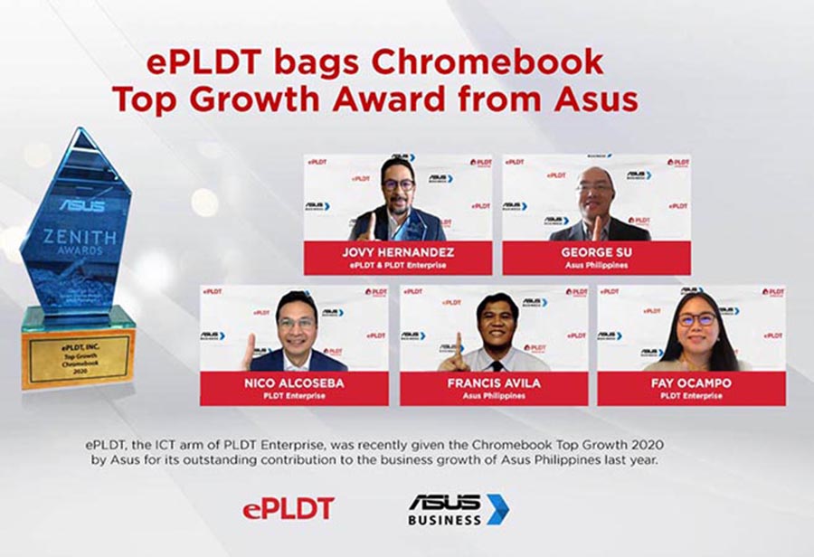 ePLDT bags Chromebook Top Growth Award from ASUS Philippines