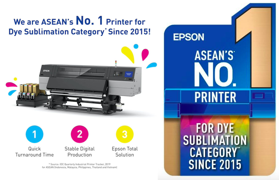 Epson ranks No.1 in textile dye sublimation printer category in ASEAN since 2015