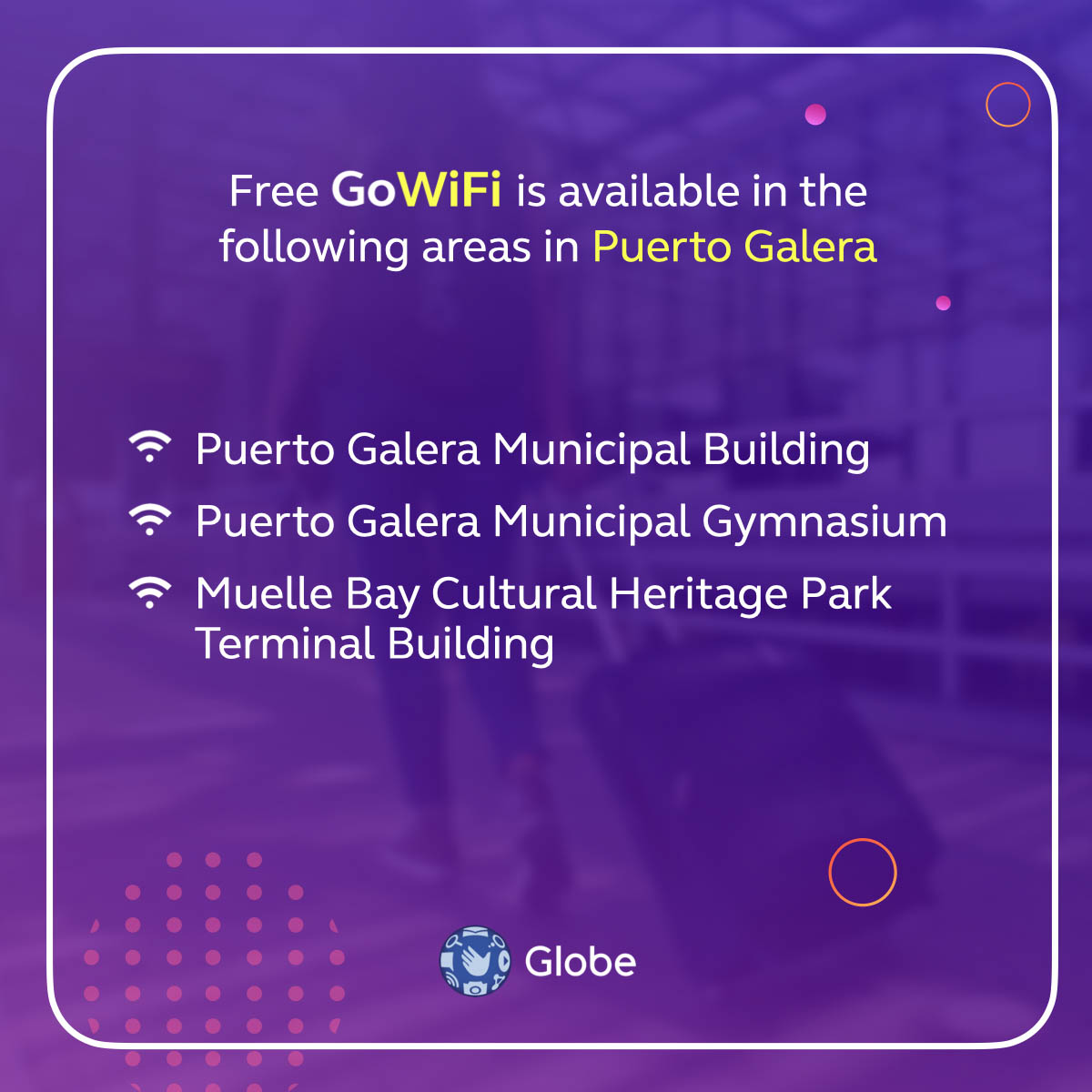 Puerto Galera Municipal Hall and other town areas, now GoWiFi zones