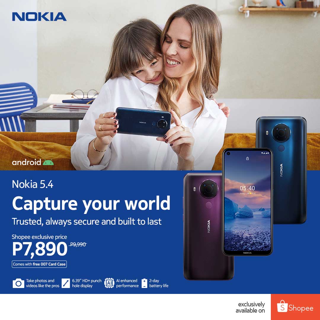 Get the Nokia 5.4 with a Shopee exclusive price of P7,890 instead of P9,990!