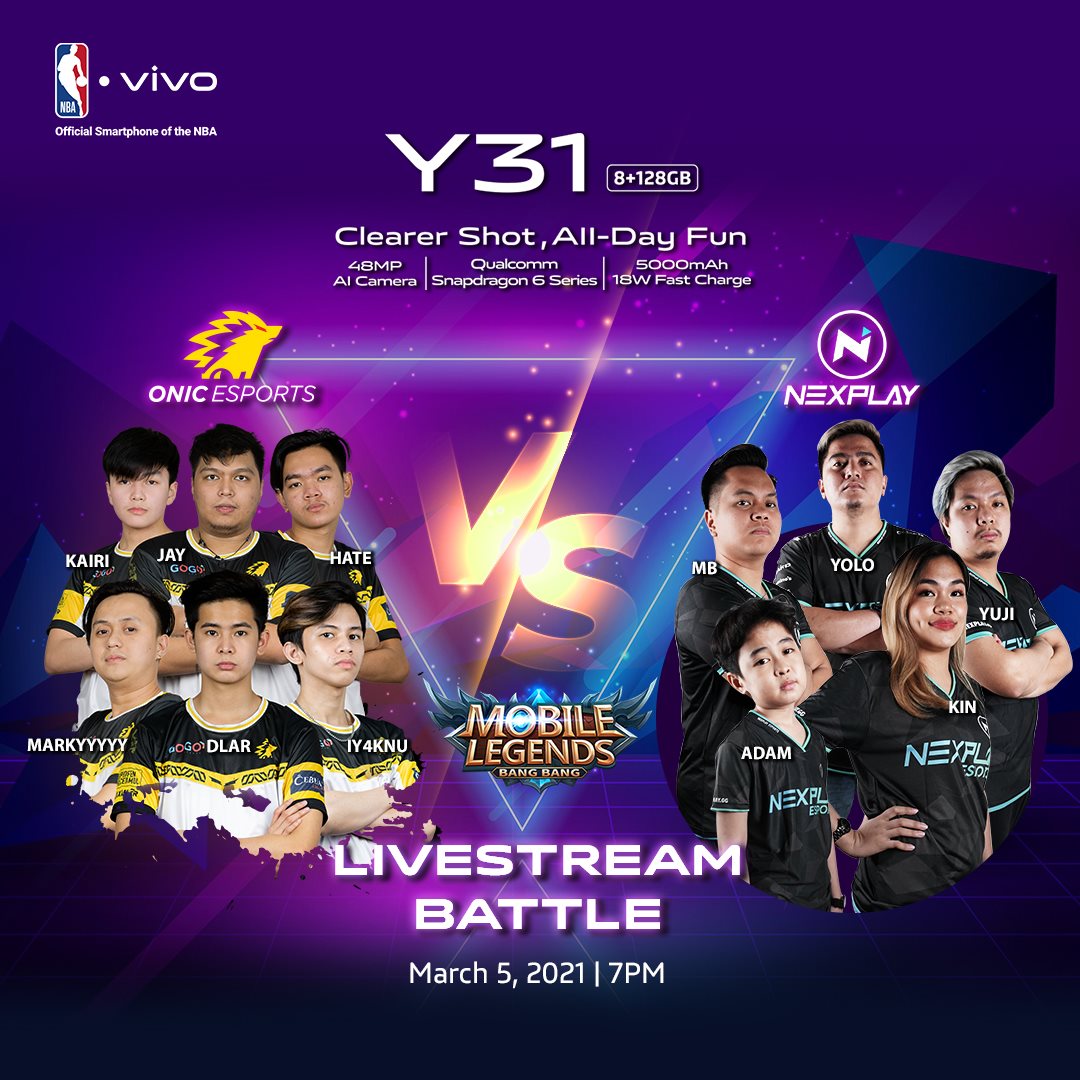 ONIC PH, Nexplay Esports to square off in Mobile Legends match powered by the vivo Y31