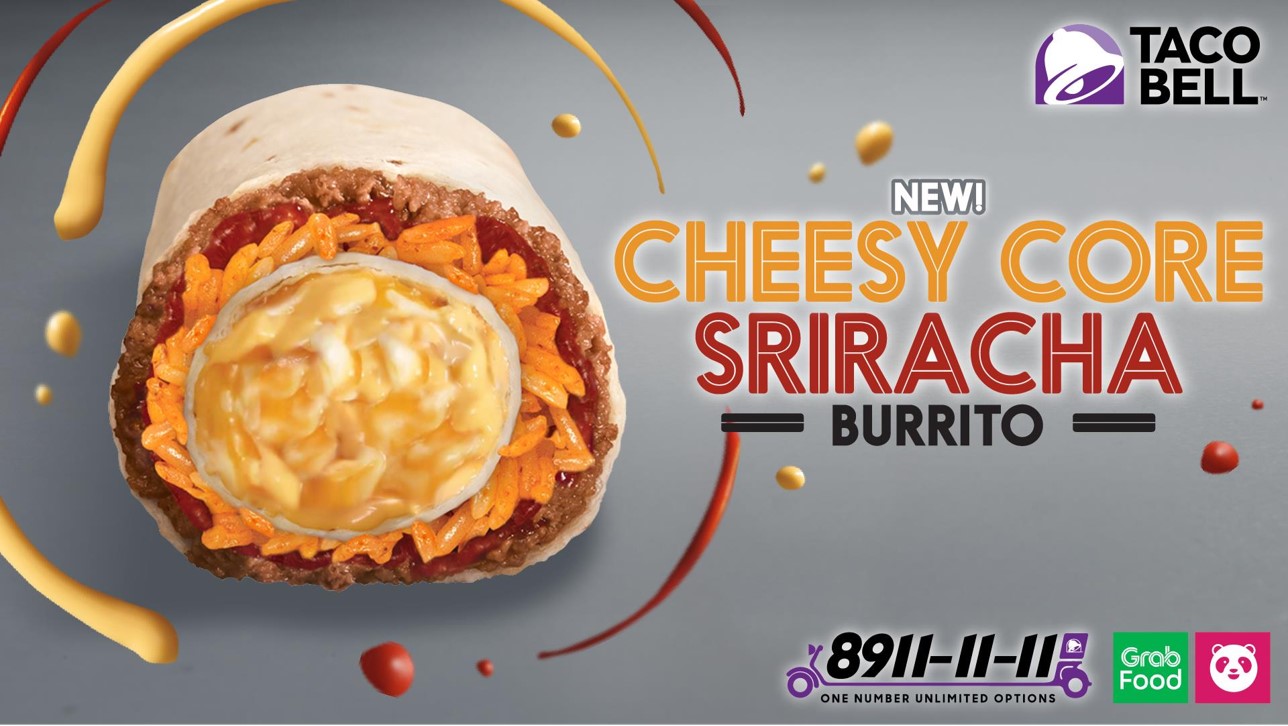 We’ve reinvented the burrito experience: Taco Bell’s newest Cheesy Core Sriracha Burrito!