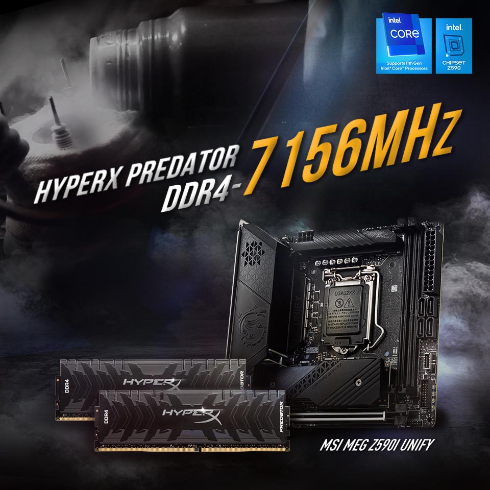 Kingston HyperX Sets DDR4 Overclocking World Record at 7156MHz