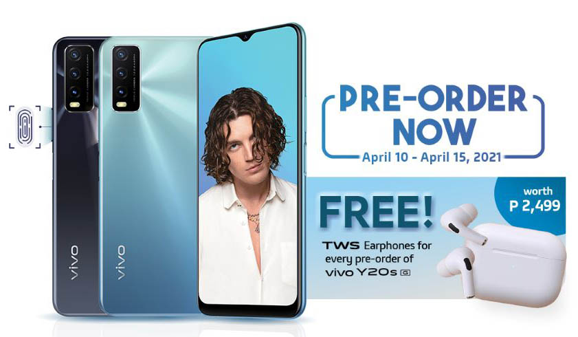 Pre-order the new vivo Y20s [G] to get a free TWS earphone from April 10 to 15, 2021