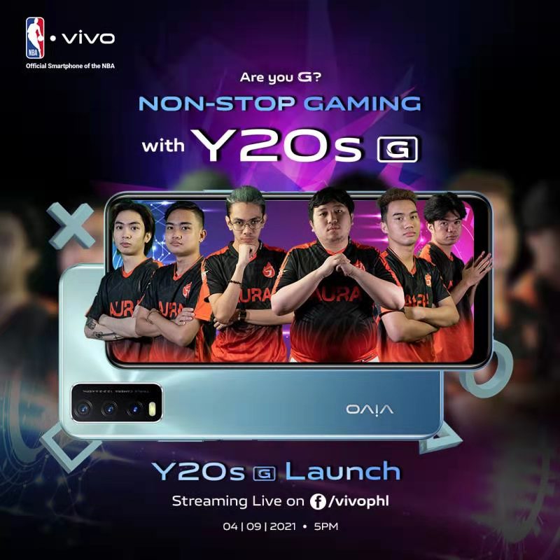 Gaming champs Team Aura unboxes the vivo Y20s [G] live on Vivo PH Facebook on April 9