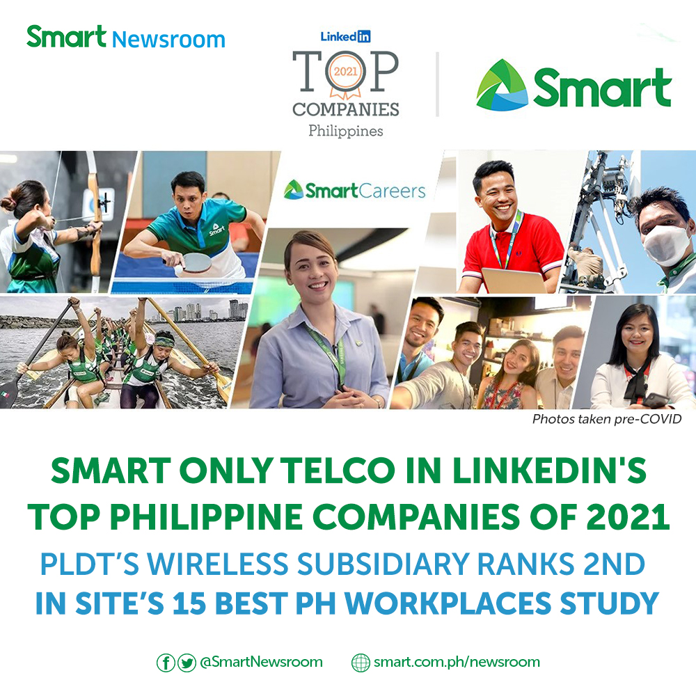 Smart only telco in LinkedIn’s Top Philippine Companies of 2021