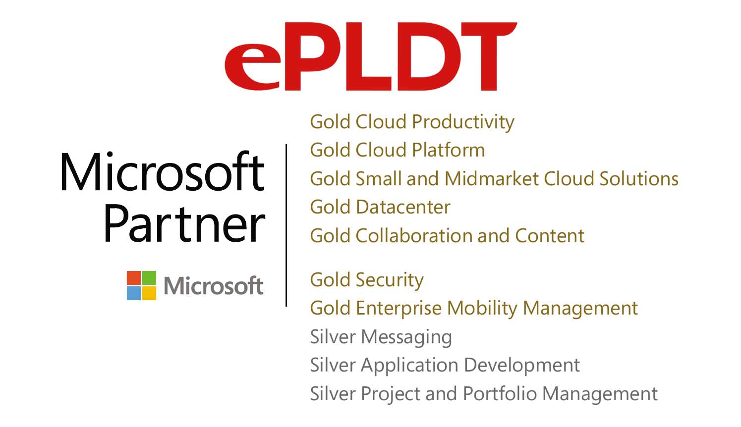 ePLDT Achieves a Microsoft Gold Competency for Security and Enterprise Mobility Management, and Silver Competency for Project Portfolio Management