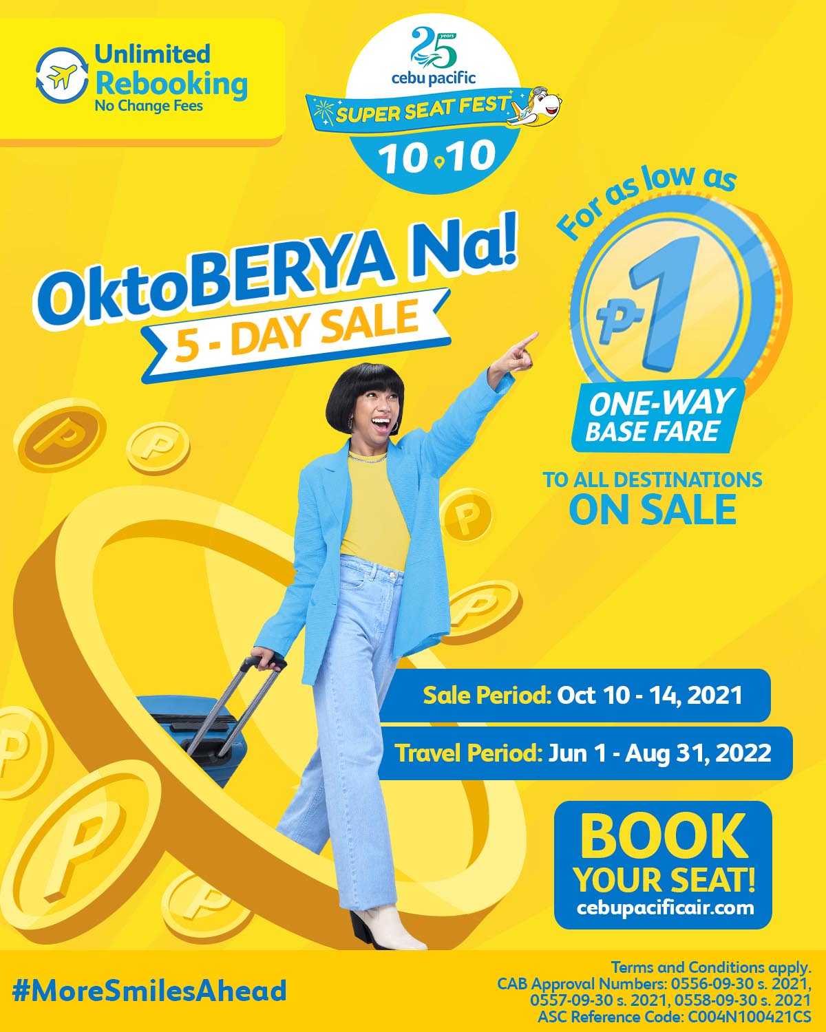 Cebu Pacific offers first-ever five-day P1SO sale until October 14