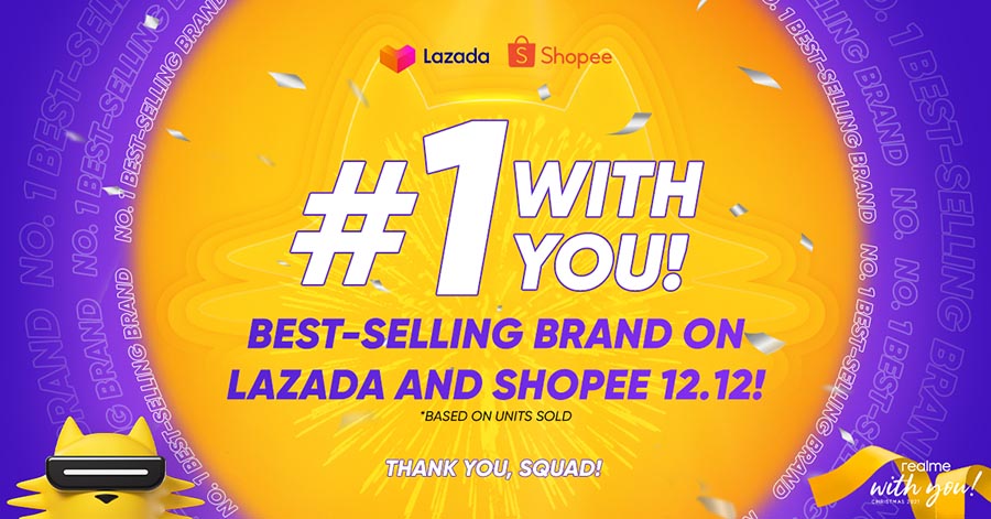 ‘#1 with you!’ realme hailed no. 1 best-selling  mobile brand in Lazada, Shopee 12.12 sale