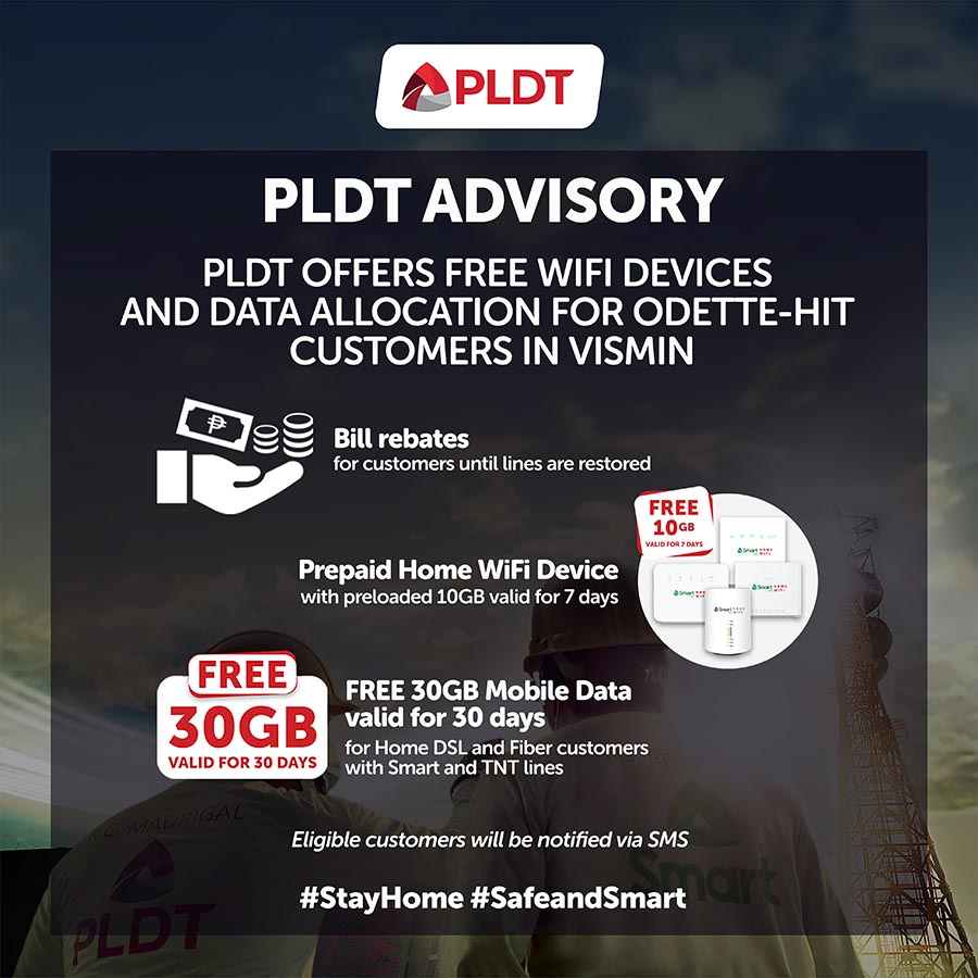 PLDT offers free WiFi devices and data allocation  for Odette-hit customers in VisMin
