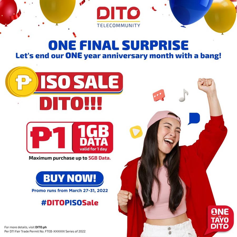 Get 1GB of data for only 1 Peso as DITO Telecommunity concludes its month-long anniversary celebration