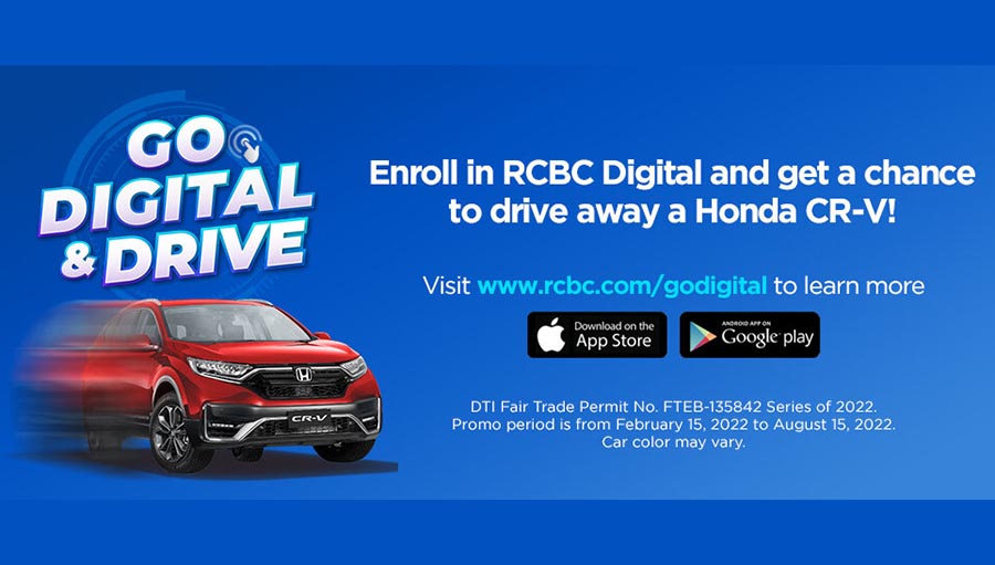 Win a Brand New 2022 Honda CR-V with RCBC’s Go Digital & Drive Promo