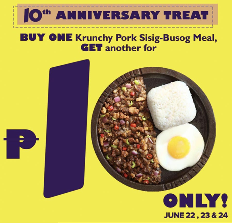 King Sisig offers 10 pesos Sisig Busog Meal promo and celebrates #10YearsOfSisigBusog with collaboration from Ninong Ry