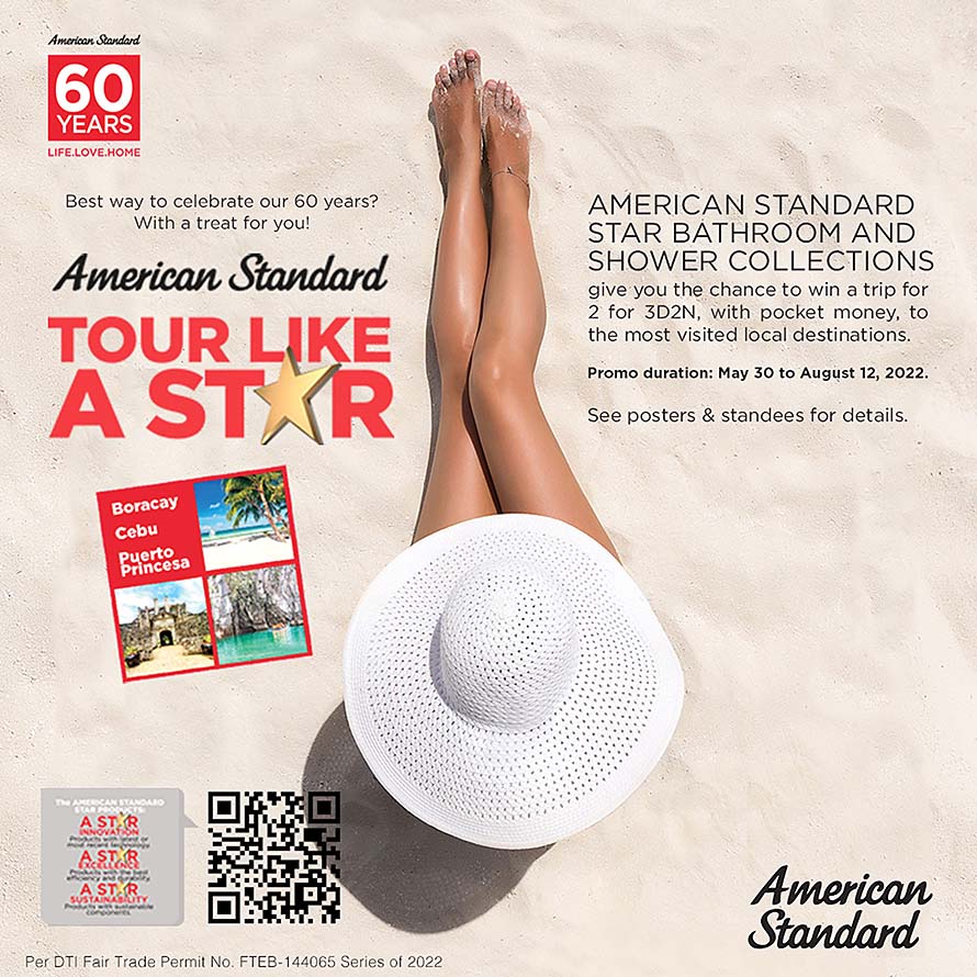 American Standard celebrates 60 years with a big blowout trip  in Boracay, Cebu or Puerto Princesa for six lucky customers