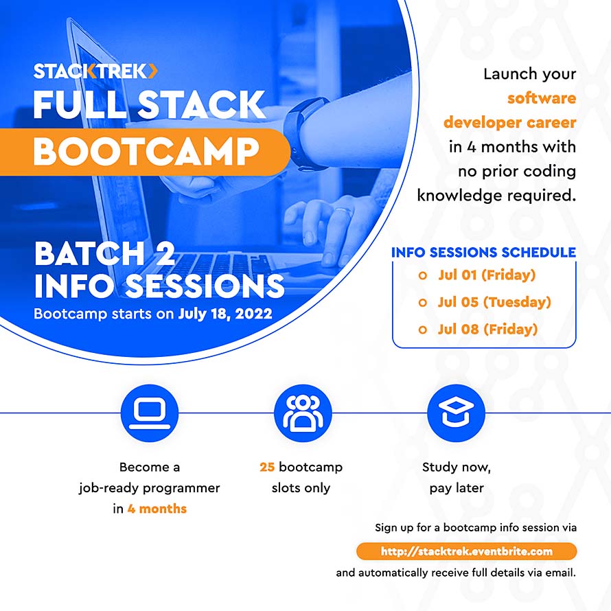 Launch your software developer career join StackTrek Full Stack Bootcamp Batch 2 Info Session