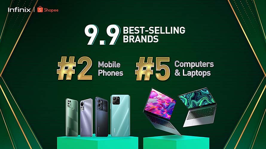 Infinix ranks among the top selling smartphone and laptop brands in this year’s Shopee 9.9 sale
