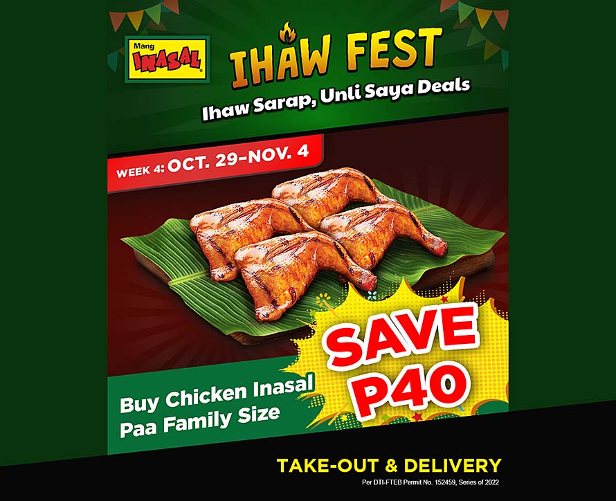 “Ihaw Fest” gives Mang Inasal customers discount on next takeout or delivery