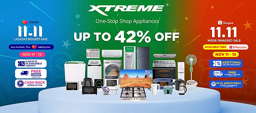 Get up to P20,000 worth of discount on XTREME Appliances this 11.11 Lazada Biggest Sale and Shopee 11.11 Mega Pamasko Sale