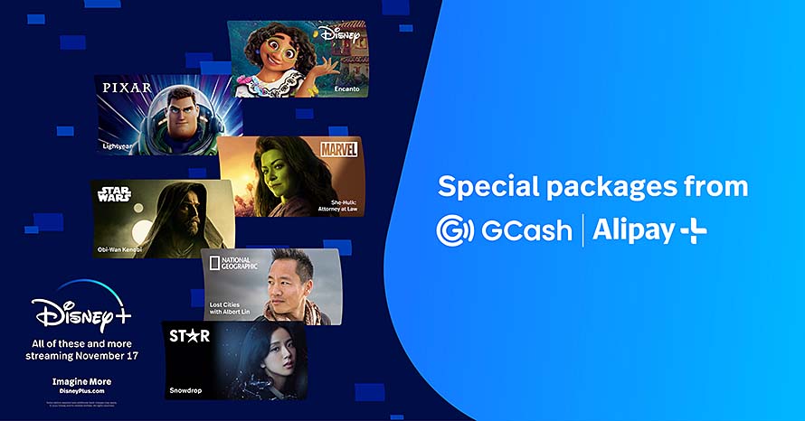 Alipay+ to offer special packages from Friday onwards on GCash featuring Disney+ which will be available in the Philippines on November 17