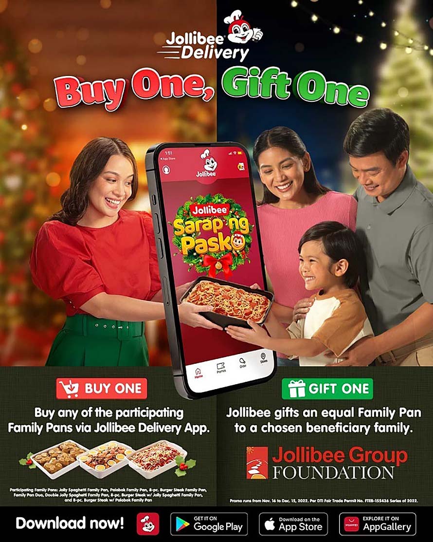 Celebrate a more joyful Christmas by sharing ‘Sarap ng Pasko’  with Jollibee’s Buy One, Gift One delivery promo
