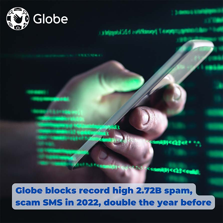 Globe blocks record high 2.72-B spam, scam SMS in 2022, more than double vs 2021