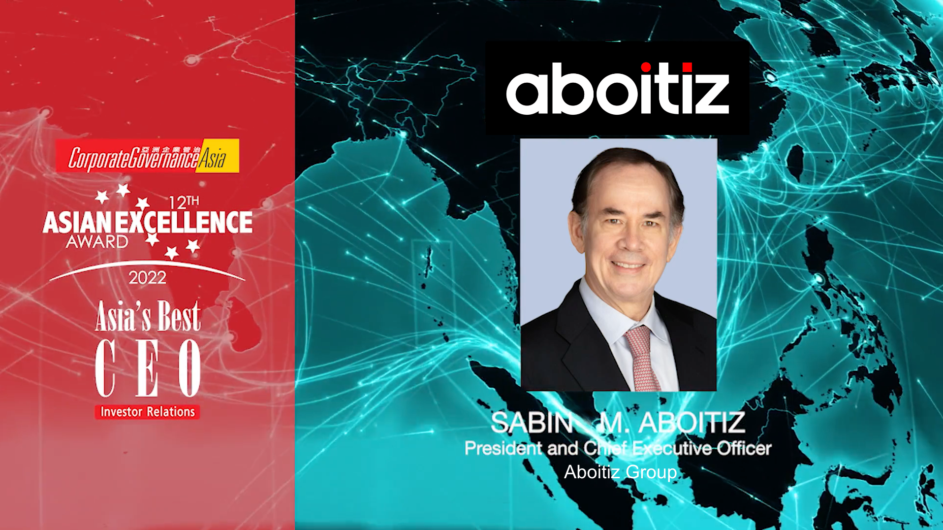 Aboitiz Group recognized by Corporate Governance Asia for Reigniting Asia, Asia’s Best CEO