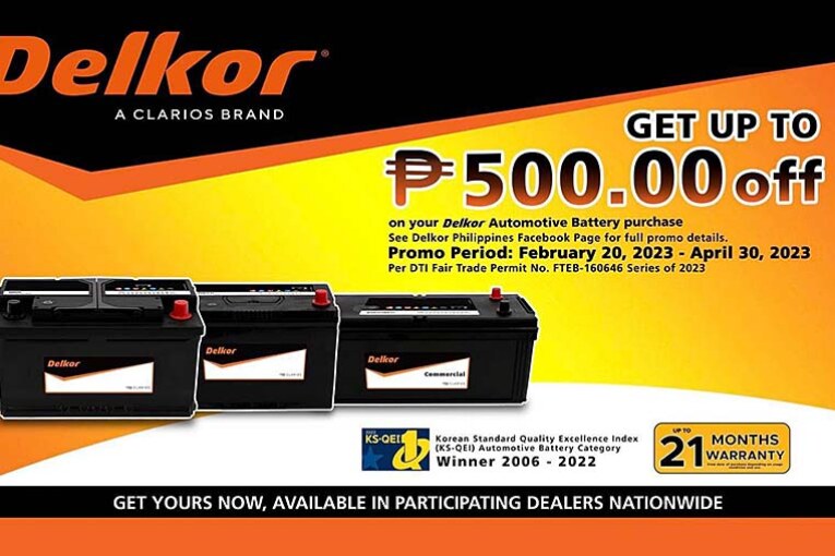Get Up to Php 500 off when you buy a Delkor Battery