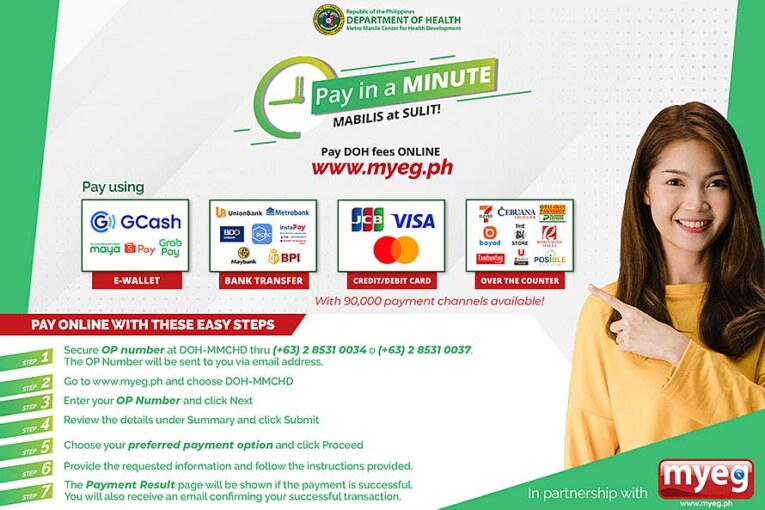 Online Payment of DOH Permits, Licenses, Registration in Metro Manila Now Available via www.myeg.ph