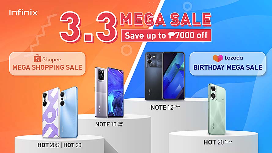 Save up to PHP7,000 on Infinix phones at Shopee and Lazada’s 3.3 Sale
