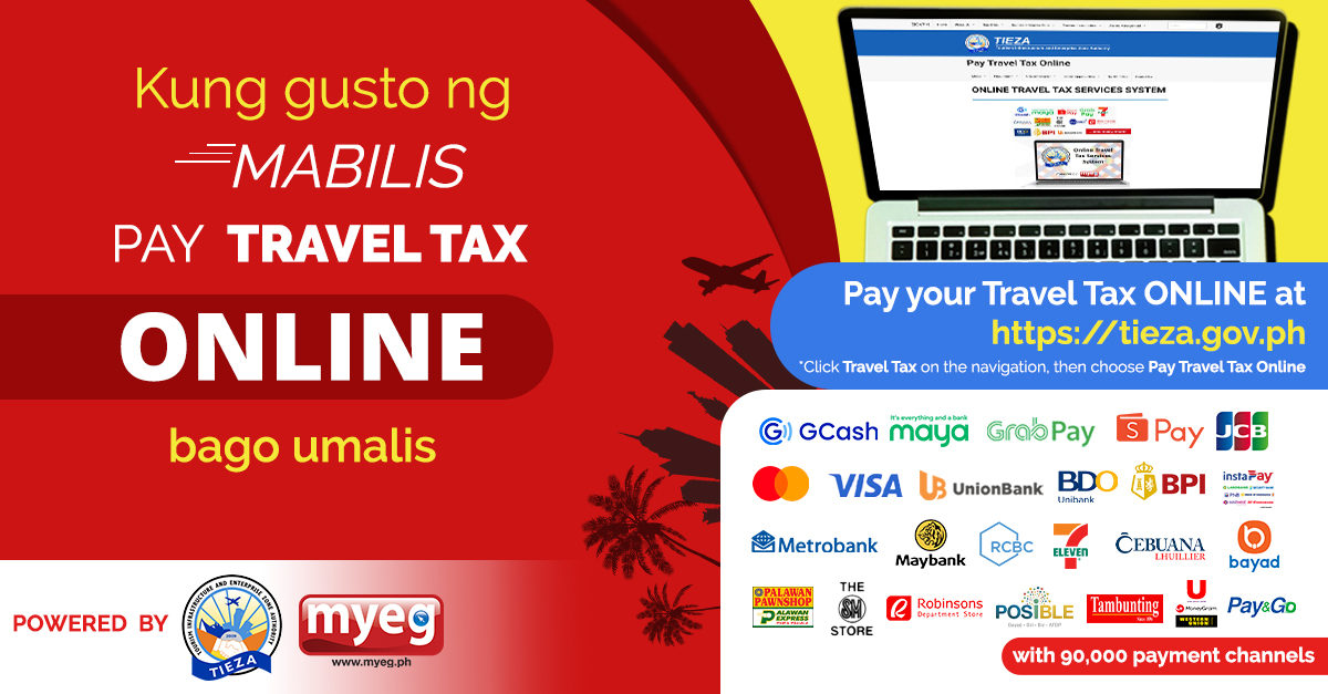 TIEZA in partnership with MYEG Philippines launches Online Travel Tax Services System with 90,000 payment channels