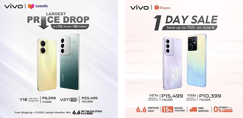Score big discounts in vivo 6.6 WOW Sulitipid and Midyear Sale on Lazada, Shopee