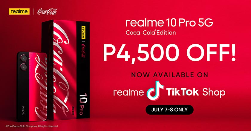 realme 10 Pro 5G Coca-Cola® Edition Now Available on realme TikTok Shop exclusively on July 7-8 with P4,500 OFF