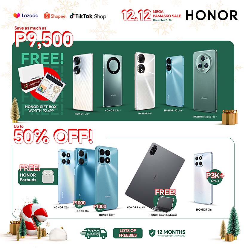 Shop ‘til you drop this HONOR 12.12 Mega Pamasko Sale and Save up to Php 9,500!