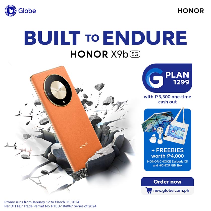 HONOR X9b 5G joins Globe’s GPlan A fusion of durability and unparalleled connectivity MegaBites