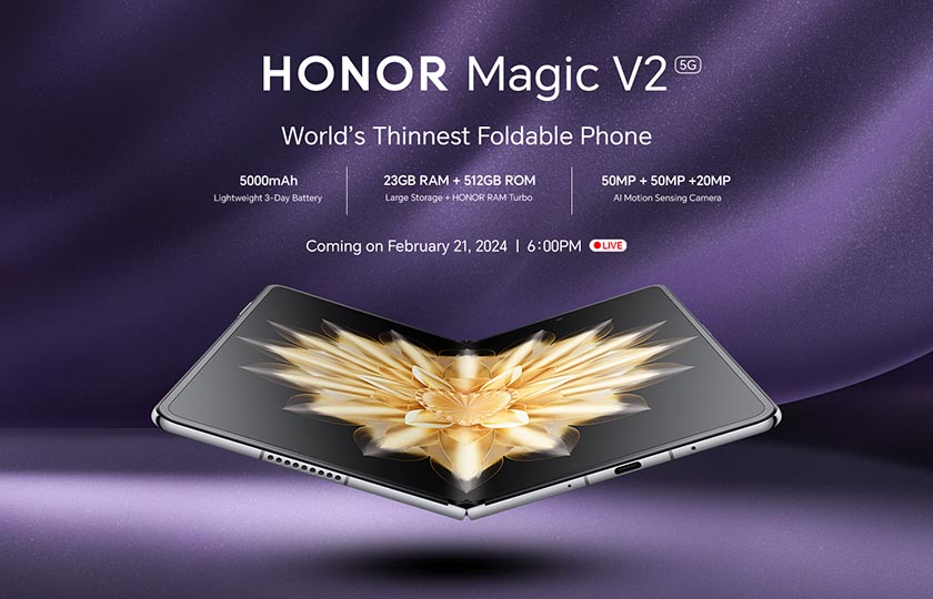The World’s Thinnest Foldable Phone HONOR Magic V2 arrives in PH, unfolding on February 21!