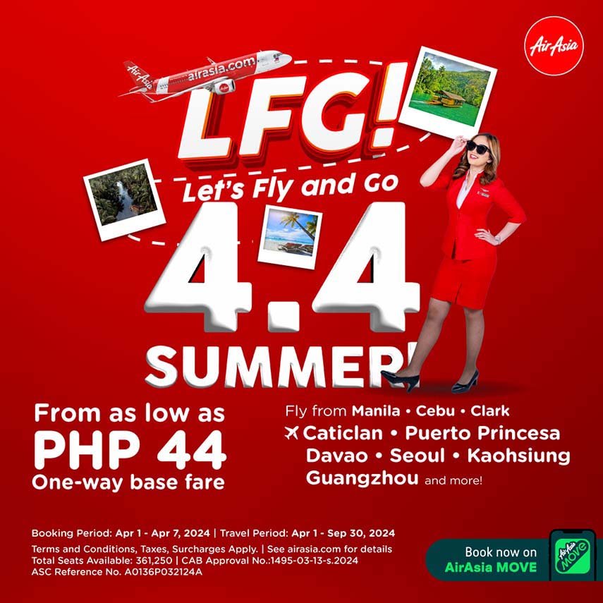 AirAsia Philippines unveils Let’s Fly & Go summer campaign with 4.4 Summer Sale